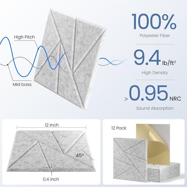 12PCS Self Adhesive Acoustic Panels Acoustic Foam62974818962050112