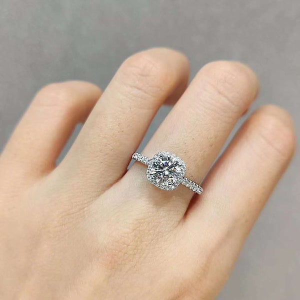 2 Carat Moissanite Halo Ring S925 Silver (18K White Gold Plated) Diamond Ring63617771497729112