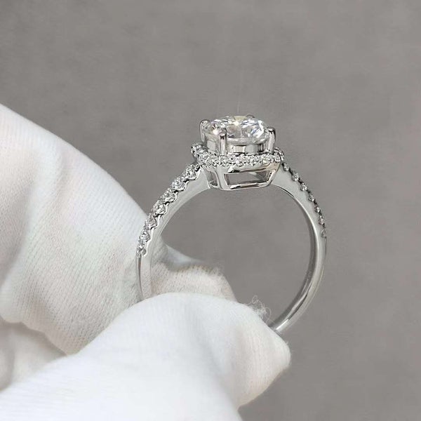 2 Carat Moissanite Halo Ring S925 Silver (18K White Gold Plated) Diamond Ring63617771497729111
