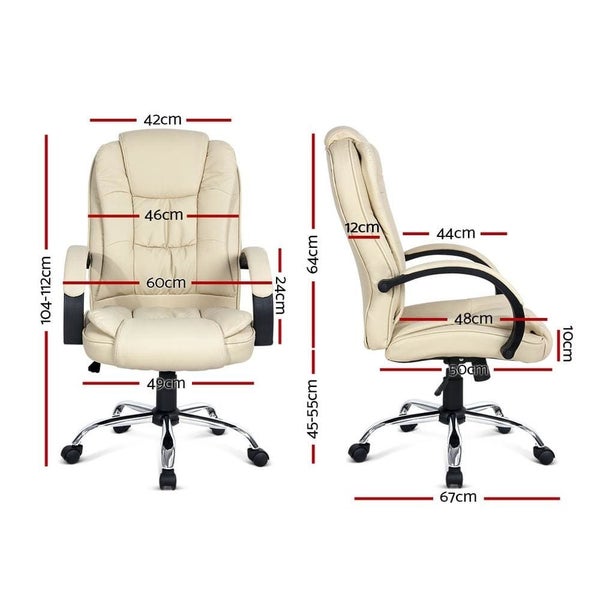 Artiss Office Chair Gaming Computer Chairs Executive Pu Leather Seat Beige Carousel 2