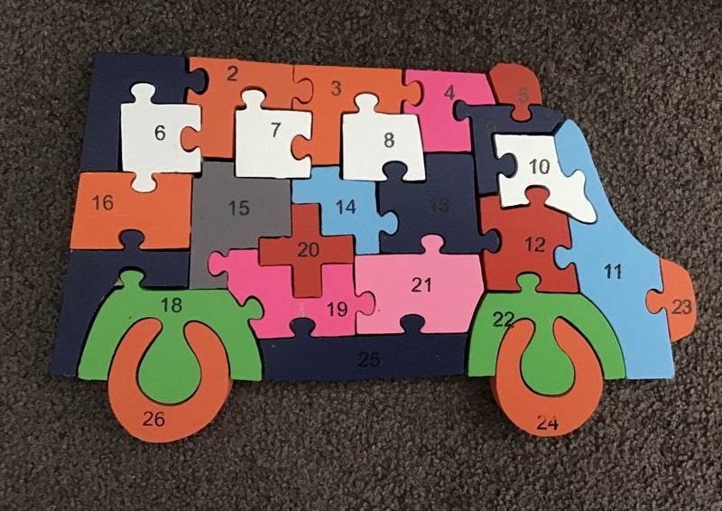 Wooden Alphabet truck - 26 piece (2 sided - numbers on other side) Carousel 1