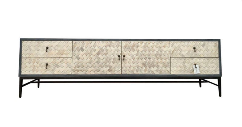Promotion $600 Off Rustic Lodge Beige Stone color Wood TV Cabinet --2.13M Wide Carousel 1