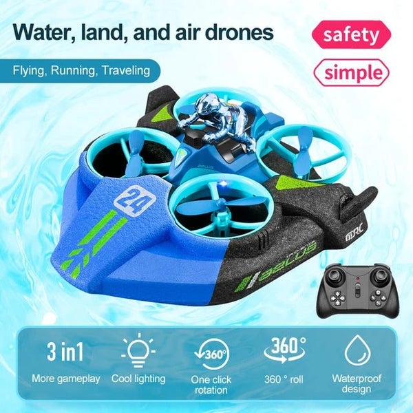 4DRC Mini Drone Altitude Hold Headless Mode 3 in 1 Sea Land Air Flight 2.4G R... Carousel 1