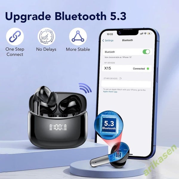 Wireless Bluetooth Earbuds Headphones 52 Hrs Playtime IPX7 Waterproof 4 Mic C... Carousel 7