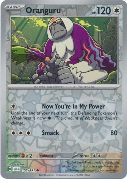 Surging Sparks - Oranguru - 156/191 - Common Reverse Holo Carousel 1