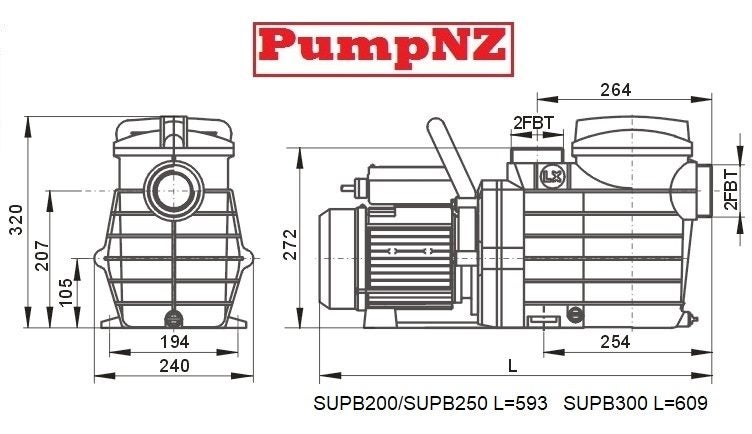 SUPB200 Swimming Pool Pump 2.0HP 1500W - Very Quiet Carousel 2