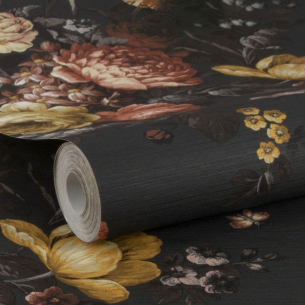Wallpaper. Bouquet - Black. 2 roll bundle Carousel 1
