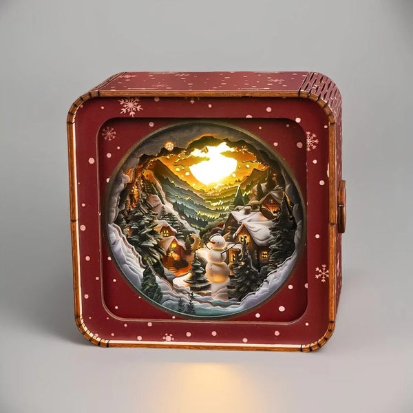 Woodbests - Snow Mountain Hut Kit - 3D Wooden Puzzle Night Light Carousel 1