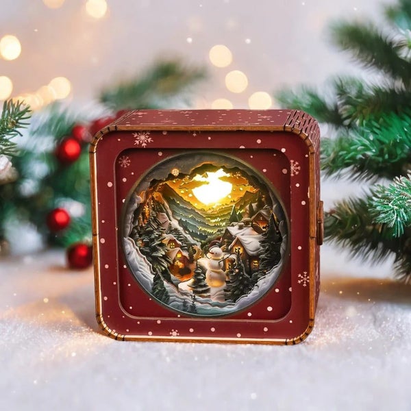 Woodbests - Snow Mountain Hut Kit - 3D Wooden Puzzle Night Light Carousel 10