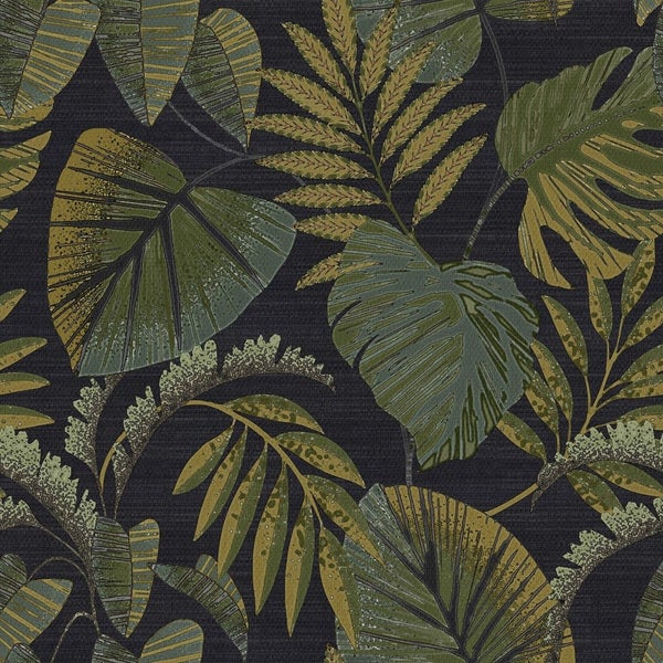 Wallpaper. Botanical Night - Black. 4 roll bundle Carousel 1