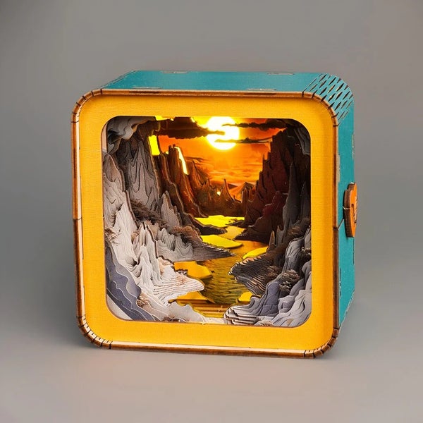 Woodbests - Long River Sunset Kit - 3D Wooden Puzzle Night Light Carousel 1