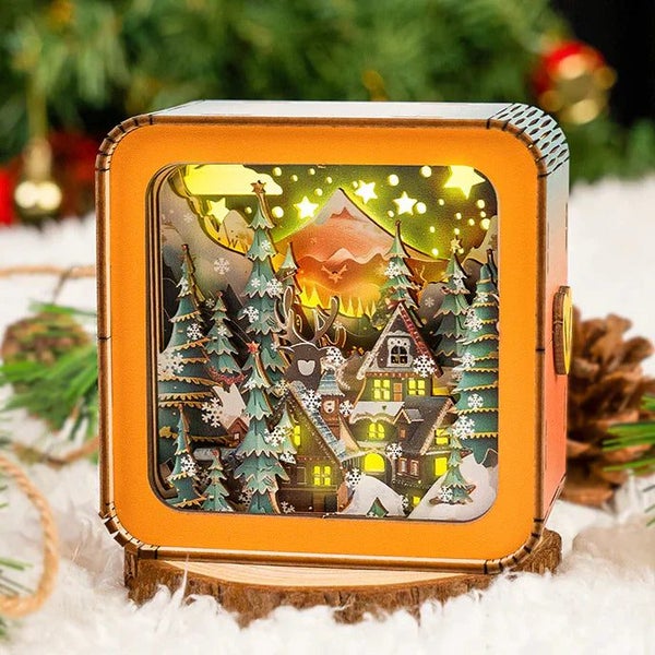 Woodbests - Warm Christmas Eve Kit - 3D Wooden Puzzle Night Light Carousel 9