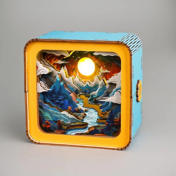 Woodbests - Moonlit Mountain Kit - 3D Wooden Puzzle Night Light Carousel 1
