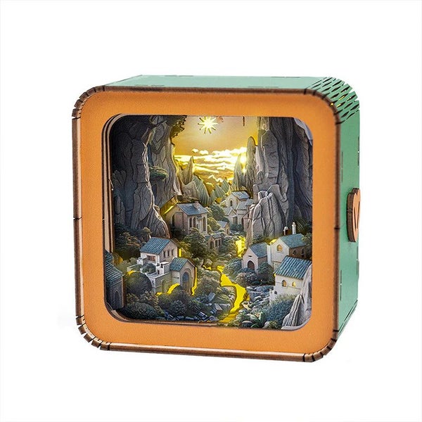 Woodbests - Valley Village Kit - 3D Wooden Puzzle Night Light Carousel 10