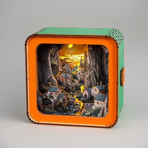 Woodbests - Valley Village Kit - 3D Wooden Puzzle Night Light Carousel 1