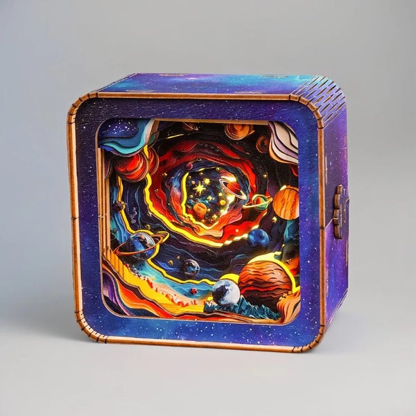 Woodbests - Cosmic Odyssey Kit - 3D Wooden Puzzle Night Light Carousel 1