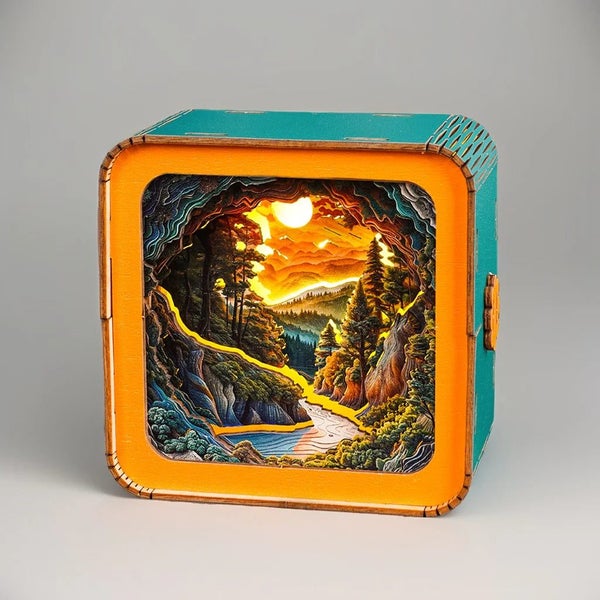 Woodbests - Sunset Wilderness Path Kit - 3D Wooden Puzzle Night Light Carousel 1