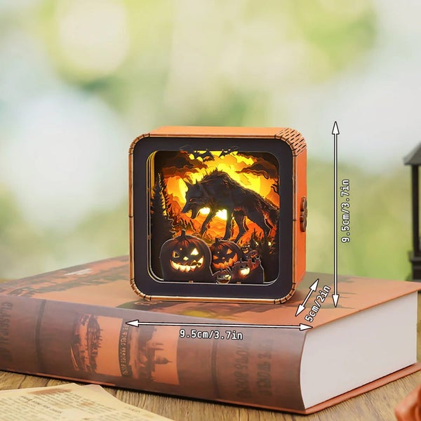 Woodbests - Halloween Wolf Kit - 3D Wooden Puzzle Night Light Carousel 2