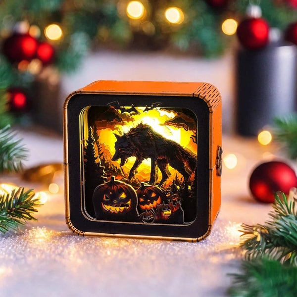 Woodbests - Halloween Wolf Kit - 3D Wooden Puzzle Night Light Carousel 8