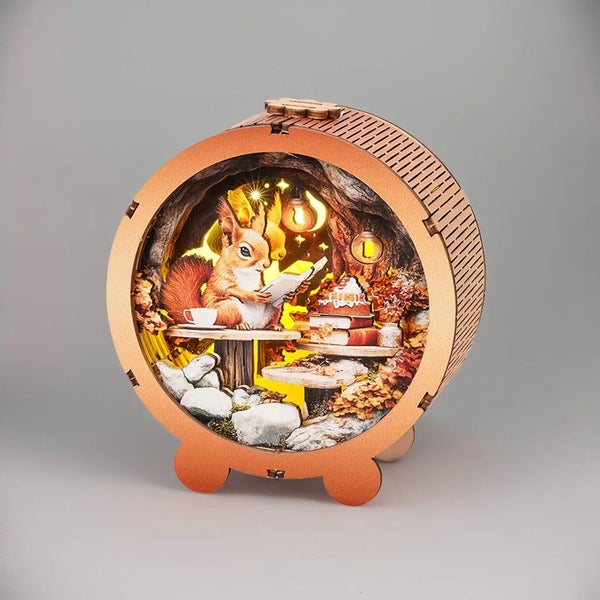 Woodbests - Squirrel's Reading Kit - 3D Wooden Puzzle Night Light Carousel 1