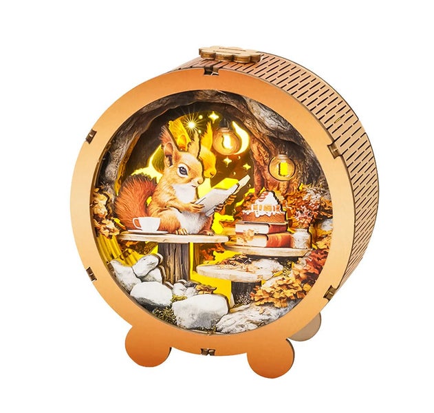 Woodbests - Squirrel's Reading Kit - 3D Wooden Puzzle Night Light Carousel 8