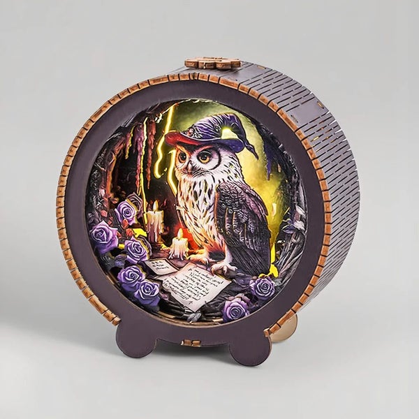 Woodbests - Owl Wizard Kit - 3D Wooden Puzzle Night Light Carousel 1