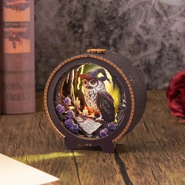 Woodbests - Owl Wizard Kit - 3D Wooden Puzzle Night Light Carousel 2