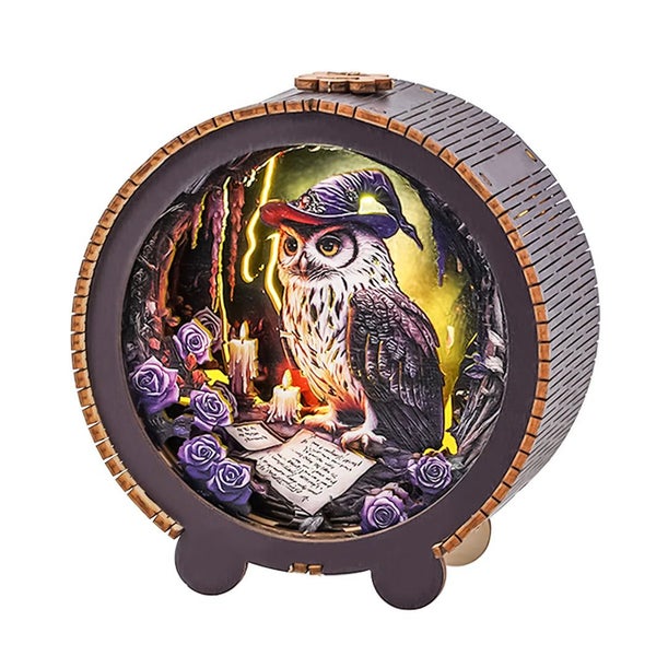 Woodbests - Owl Wizard Kit - 3D Wooden Puzzle Night Light Carousel 7