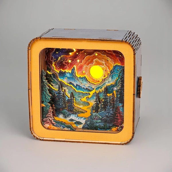 Woodbests - Golden River in Forest Kit - 3D Wooden Puzzle Night Light Carousel 1