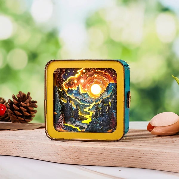 Woodbests - Golden River in Forest Kit - 3D Wooden Puzzle Night Light Carousel 2