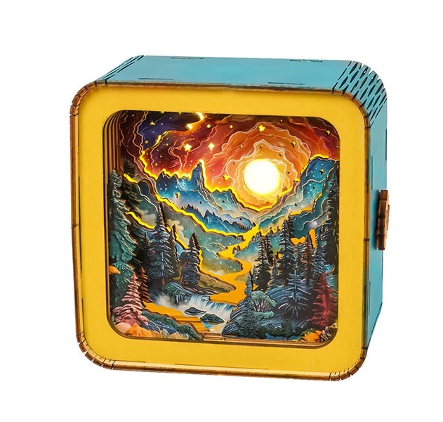 Woodbests - Golden River in Forest Kit - 3D Wooden Puzzle Night Light Carousel 8