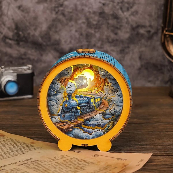 Woodbests - Steam Train Kit - 3D Wooden Puzzle Night Light Carousel 2