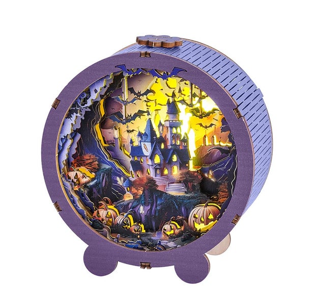 Woodbests - Halloween Castle Kit - 3D Wooden Puzzle Night Light Carousel 1