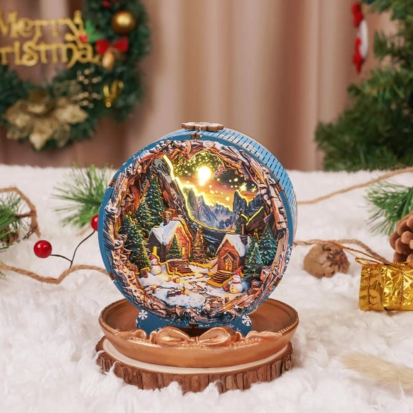 Woodbests - Christmas Village Kit - 3D Wooden Puzzle Night Light Carousel 2