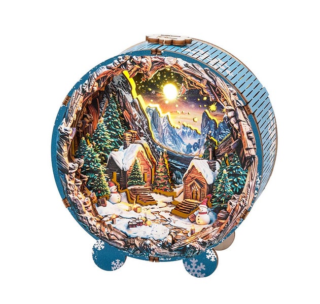 Woodbests - Christmas Village Kit - 3D Wooden Puzzle Night Light Carousel 7