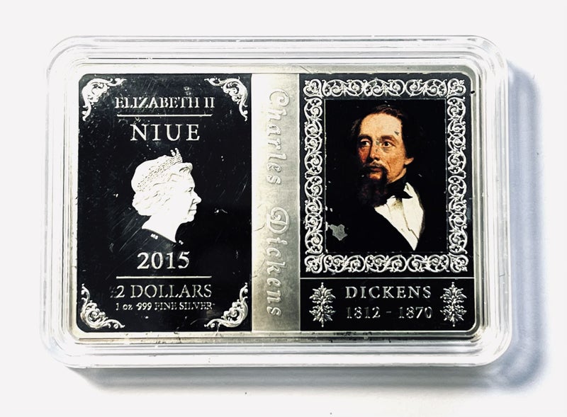 2015 1 oz Niue DICKENS colored .999 Silver BU bar Carousel 1