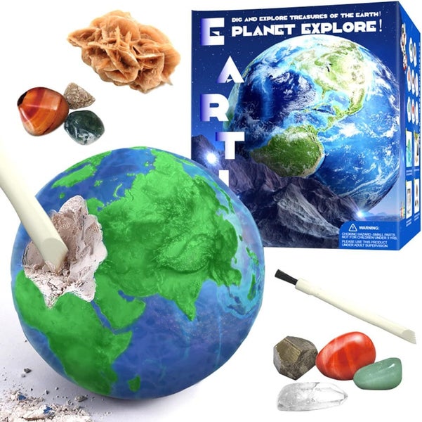 Planet Mining Kit with 8pcs Gemstones Early Educational Earth Gemstone Dig Kit Carousel 1
