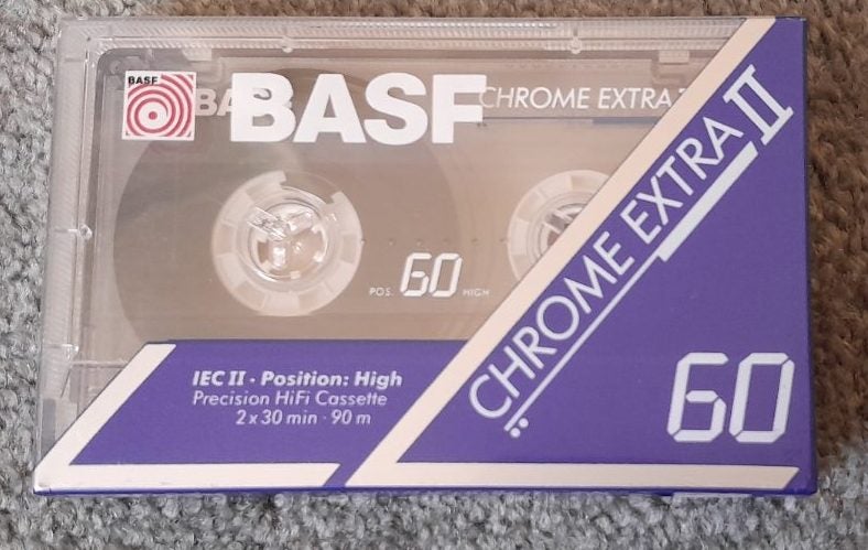 BASF Chrome Extra II 60 min Blank (Type II) Audio Cassette Tape (new/sealed) Carousel 1