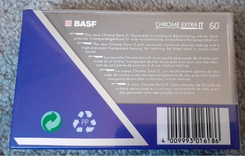 BASF Chrome Extra II 60 min Blank (Type II) Audio Cassette Tape (new/sealed) Carousel 2