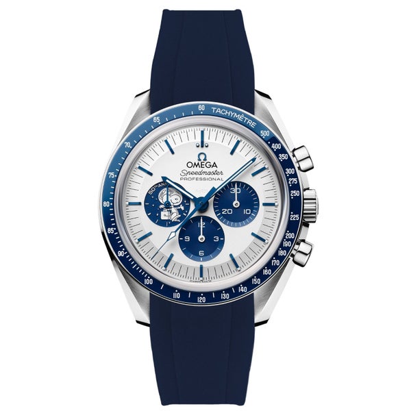 Curved End Rubber Watch Strap for Omega Speedmaster Moonwatch - Silver Snoopy... Carousel 1