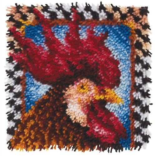 Caron Wonderart Latch Hook Kit - Rooster - 12" x 12" Carousel 1