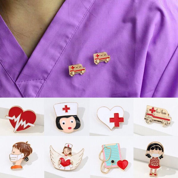 Medical Heartbeat Stethoscope Brooch Pin Enamel Brooches Nurse Badge Jewelry Carousel 1