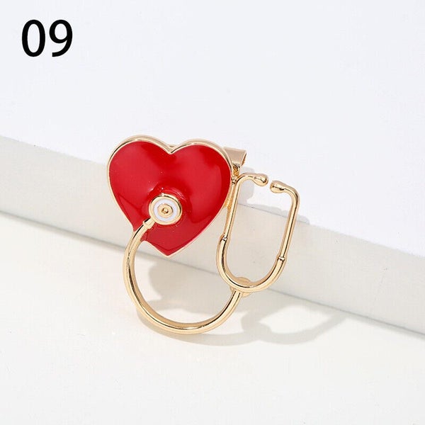 Medical Heartbeat Stethoscope Brooch Pin Enamel Brooches Nurse Badge Jewelry Carousel 20