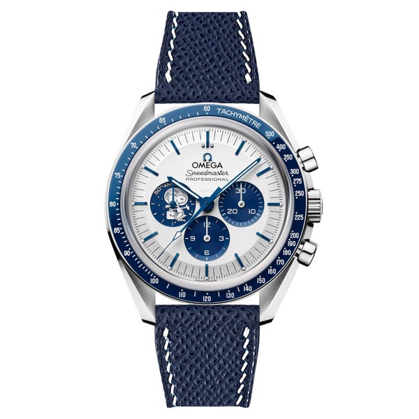 Epsom Leather Watch Band for Omega Speedmaster Moonwatch - Silver Snoopy Awar... Carousel 1