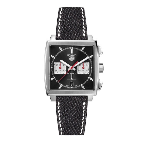Epsom Leather Watch Band for TAG Heuer Monaco - Quick-Release - Black (2439) Carousel 1