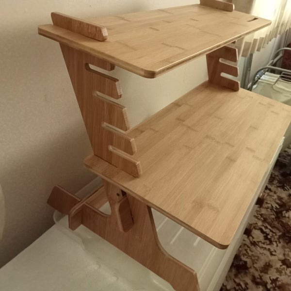 ***Preloved, Wooden Stand with 2 Shelves, Clever Set Up 4 Laptop/Computer Use*** Carousel 2
