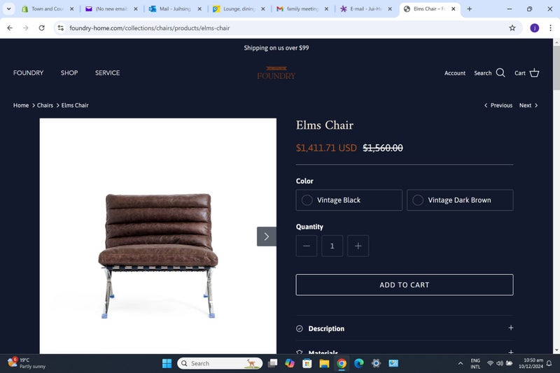 TNC Elms Chair, Top Grain Leather Carousel 6