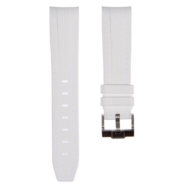 Textured Curved End Rubber Watch Strap - Navy with White Stitch (2405) Carousel 1