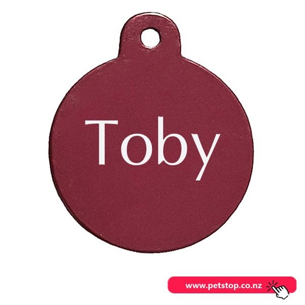 Pet Name Tag - "Toby" - Small Red Circle 1pk Carousel 1