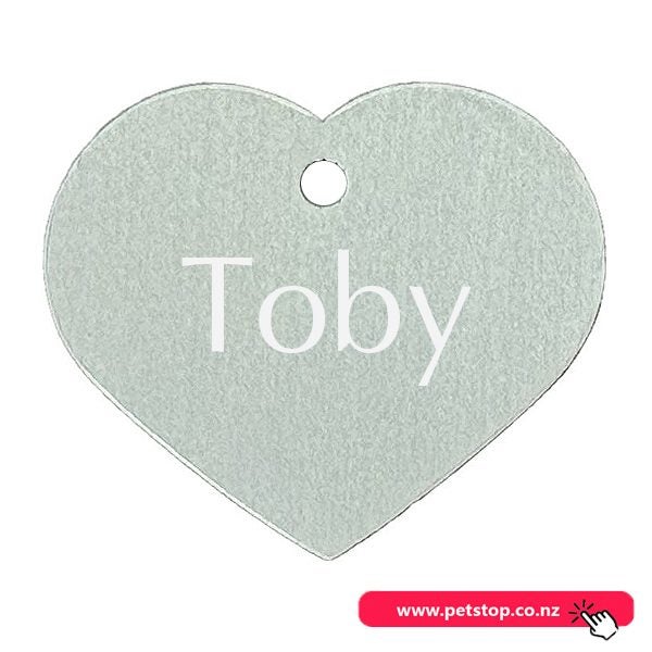 Pet Name Tag - "Toby" - Small Silver Heart 1pk Carousel 1